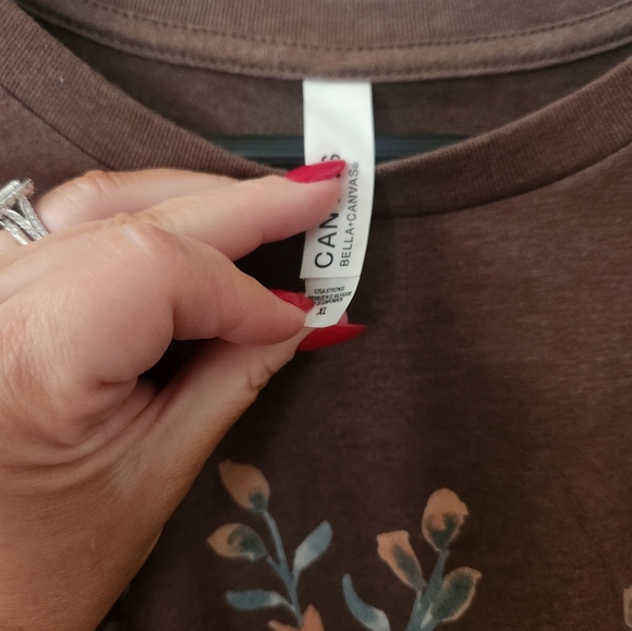 Bella Canvas Brown Tee with Floral Design - Picture 2 of 4
